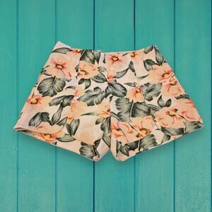 Loveriche Peach Green Tropical Floral Shorts Size S